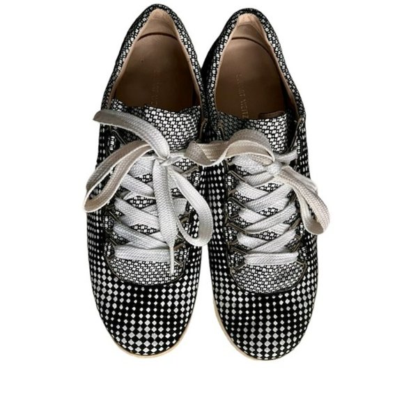Stuart Weitzman Geo Leather Sneakers Made in Spain - Black/White - 7.5 M - Picture 5 of 14